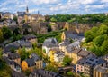 Luxembourg city, view of the Old Town and Grund Royalty Free Stock Photo