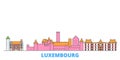 Luxembourg line cityscape, flat vector. Travel city landmark, oultine illustration, line world icons