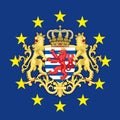 Luxembourg coat of arms on the European Union flag Royalty Free Stock Photo