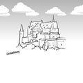 Luxembourg famous landmark sketch Royalty Free Stock Photo