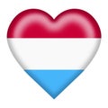 Luxembourg flag heart button with clipping path