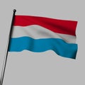 The flag of Luxembourg waves in the wind. 3d rendering, isolated image.