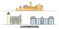 Luxembourg flat landmarks vector illustration. Luxembourg line city with famous travel sights, skyline, design. Royalty Free Stock Photo
