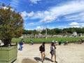 Luxembourg gardens and palace with puffy clouds in Paris, France Royalty Free Stock Photo