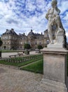 Luxembourg gardens and palace with puffy clouds in Paris, France Royalty Free Stock Photo