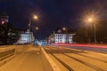 Night view of street at Adolphe Bridge in Luxembourg city