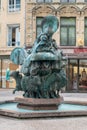 Water fountain of the March of the Sheep Hammelsmarsch by Will Lofy in the Grand Rue