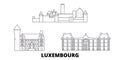 Luxembourg line travel skyline set. Luxembourg outline city vector illustration, symbol, travel sights, landmarks. Royalty Free Stock Photo