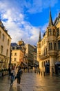 Grand Ducal Palace, residence of the Grand Duke, and people in the street in Luxembourg, UNESCO World Heritage Site