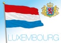 Luxembourg official national flag and coat of arms, EU Royalty Free Stock Photo