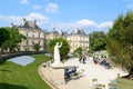 Luxembourg Palace (seat of the French Senate) in the Jardin du Luxembourg, full of statues, colourful beds, 2000 elms
