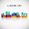 Luxembourg skyline silhouette in colorful geometric style.