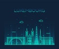 Luxembourg skyline vector linear style city trendy