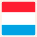 Luxembourg square flag button, social media communication sign