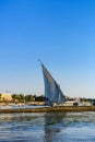 Traditional egyptian vessel felucca moored on Nile river in Luxor, Egypt Royalty Free Stock Photo