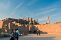 Luxor, Egypt. February 20, 2017: View f the backside of the ruins of Luxor temple at sunset