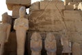 Luxor, Egypt - 11.24.2012. Karnak Temple, ancient Egyptian sculptures Royalty Free Stock Photo