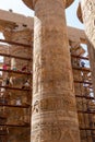 Cleaning of the 134 columns in the Great Hypostyle Hall at the Karnak Temple Complex Royalty Free Stock Photo