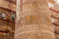 Cleaning of the 134 columns in the Great Hypostyle Hall at the Karnak Temple Complex Royalty Free Stock Photo