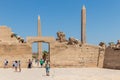 LuThutmose I Obelisk and Queen Hatshepsut Obelisk in Amun Temple, Karnak, Luxor, Egypt Royalty Free Stock Photo