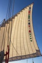 Lateen sail hoisted up in a Felucca sail boat in the Nile River