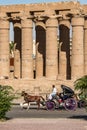 Luxor Egypt 23.05.2018 Tourist Caleche horse carriage outside Luxor temple in Background Royalty Free Stock Photo