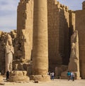 Karnak Temple, complex of Amun-Re. Statues of Ramses II and Nefertiti