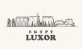 Luxor skyline, Egypt vintage sketch illustration.