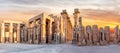 Luxor Temple, main statues  views, beautiful sunset panorama, Egypt Royalty Free Stock Photo