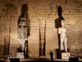 Luxor Temple statues by night Royalty Free Stock Photo