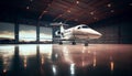 Luxorious Business Jet in Hangar Royalty Free Stock Photo