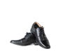 Luxuary man leather black shoe on the white isolation backtground