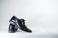 Luxuary man leather black shoe on the white isolation backtground Royalty Free Stock Photo