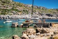 Luxurios yachts in Anthony Quinn bay in Rhodes island, Greece Royalty Free Stock Photo