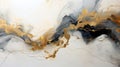 Luxurious abstract art painting in spirit ink technique. Imitation of marble cut stone, luminous golden streaks. Delicate and