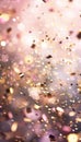 Luxurious Abstract Birthday Background with Floating Metallic Confetti and Soft Bokeh Light Effects Royalty Free Stock Photo