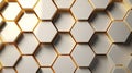 Luxurious Abstract White Background with Golden Hexagons AI Generated