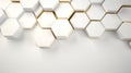 Luxurious Abstract White Background with Golden Hexagons AI Generated