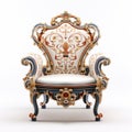 Luxurious, antique armchair on a white, isolated background. Old, palace furniture. Royalty Free Stock Photo