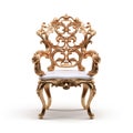 Luxurious, antique armchair on a white, isolated background. Old, palace furniture. Royalty Free Stock Photo