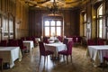 Classic gothic hall in restaurant in german castle or palace Royalty Free Stock Photo