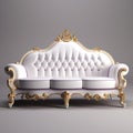 Luxurious, antique sofa on a white, isolated background. Old, palace furniture.