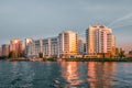 Luxurious apartments in St. Petersburg, Russia. New modern residential district View across the Malaya Nevka river Royalty Free Stock Photo