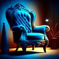 Luxurious armchair in the interior. 3D illustration. Generative AI