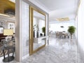Luxurious Art-Deco entrance hall with a large designer mirror. Royalty Free Stock Photo