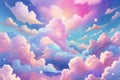 Luxurious backdrop featuring radiant, glittering clouds drifting across a bright, clear sky