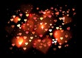 Luxurious background with hearts and bokeh sparkles Royalty Free Stock Photo