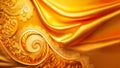 A luxurious background made of expensive gold fabric with embroidery Royalty Free Stock Photo