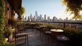 Luxurious balcony looking over city view