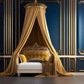 A luxurious, baroque-inspired bedroom with a canopy bed, gilded details, and rich, royal colors5 Royalty Free Stock Photo